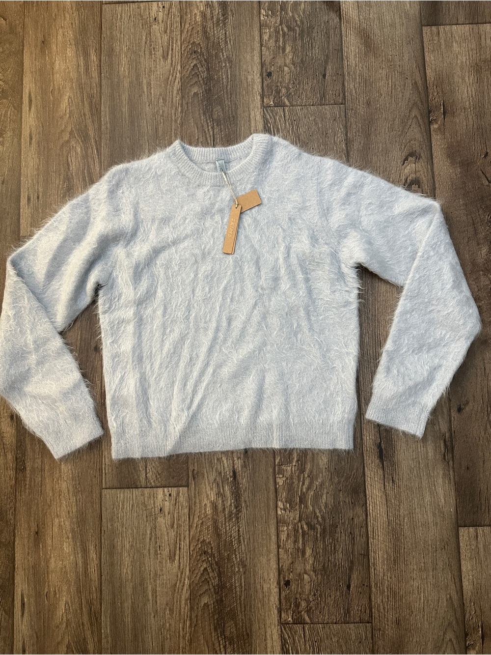 $228 SKIMS Brushed Alpaca Crewneck Long Sleeve Fitted Sweater Women’s XL Pearl